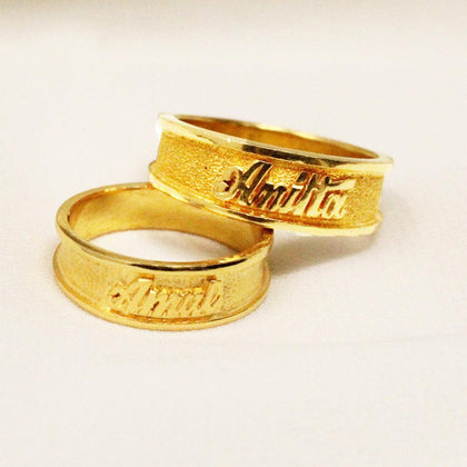Name Engraved Gold Rings, Wedding Couple Rings, Wedding Rings, Platinum  Engraved Name Rings